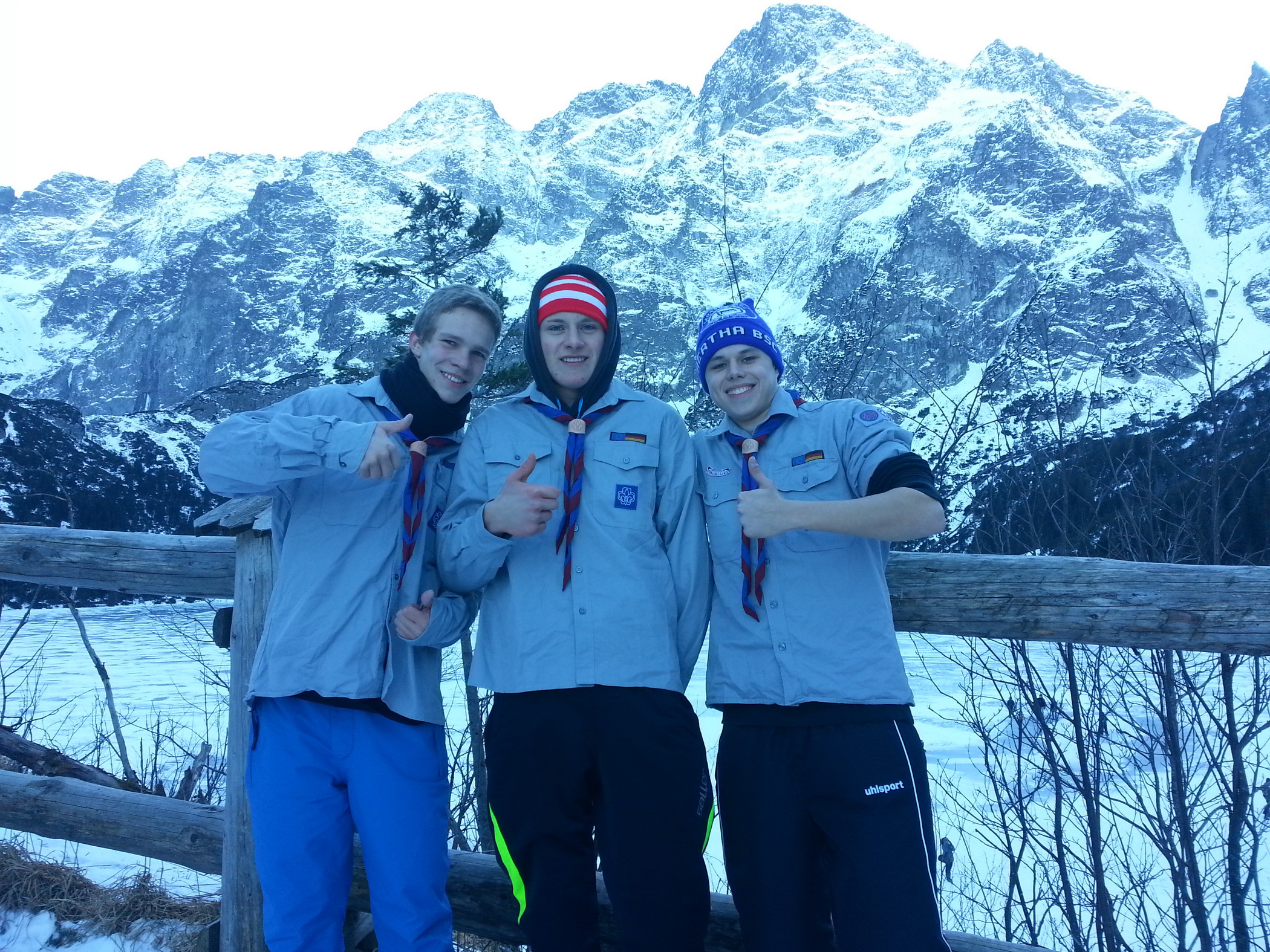 Pascal Eckardt, Patrick Kramer und Scott Quade (v.l.n.r.) auf dem "Morskie Oko" in Zakopane